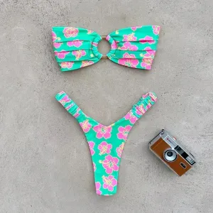 Floral Print Bandeau Bikini Set