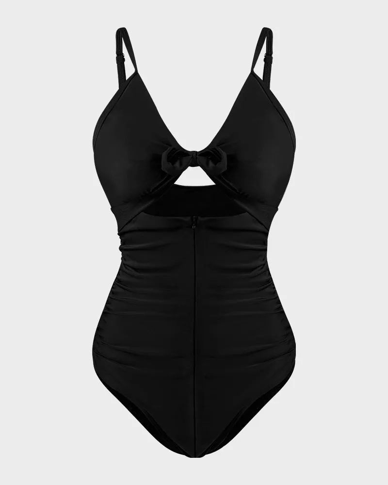 Front Tie Shaping Swimsuit with Built-In Shapewear