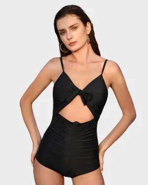 Front Tie Shaping Swimsuit with Built-In Shapewear