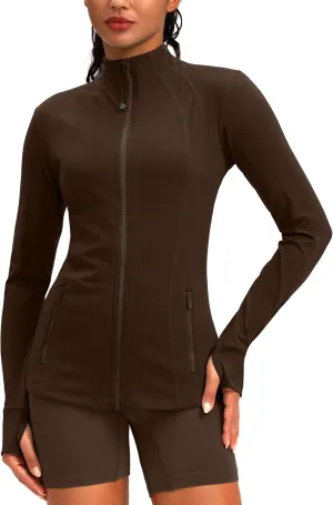 G Gradual Women's Zip Up Workout Jackets with Pockets Slim Fit Cottony Soft Jacket for Running Athletic Yoga