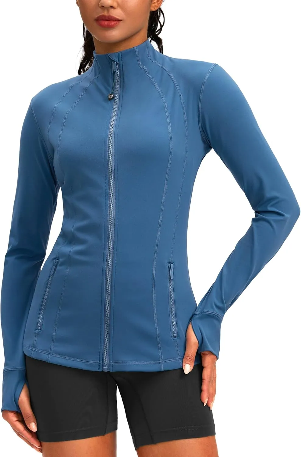G Gradual Women's Zip Up Workout Jackets with Pockets Slim Fit Cottony Soft Jacket for Running Athletic Yoga