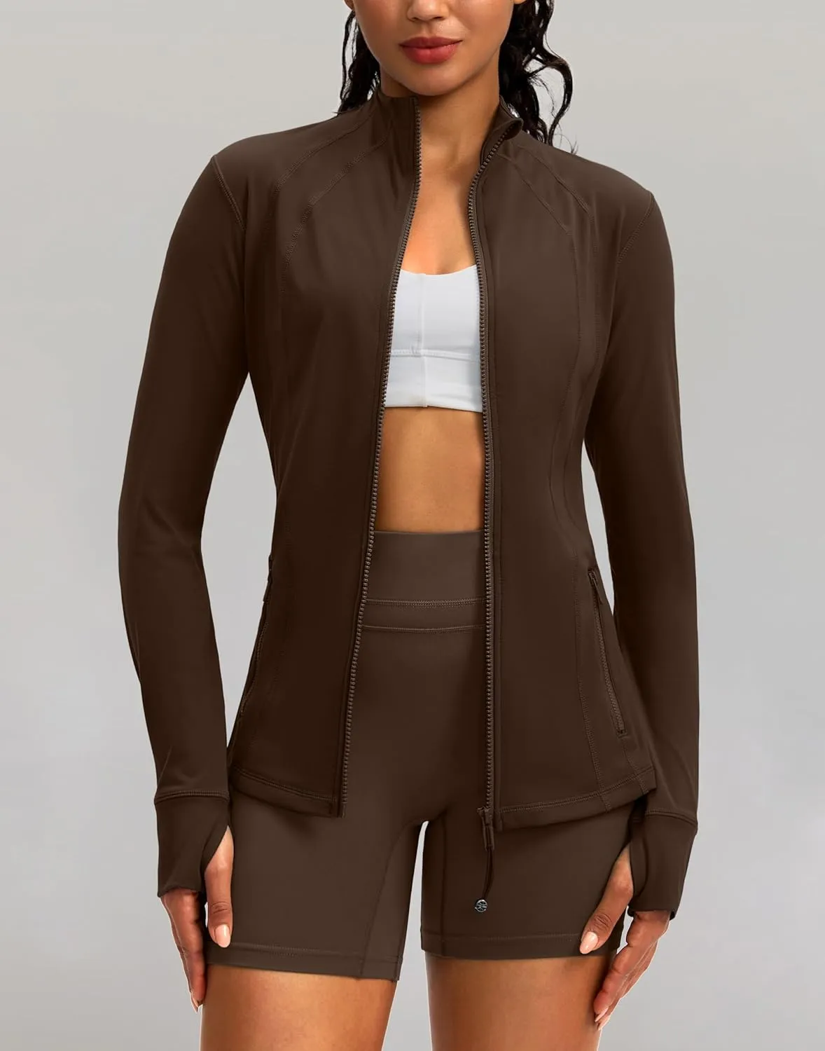 G Gradual Women's Zip Up Workout Jackets with Pockets Slim Fit Cottony Soft Jacket for Running Athletic Yoga