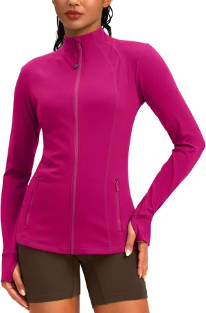 G Gradual Women's Zip Up Workout Jackets with Pockets Slim Fit Cottony Soft Jacket for Running Athletic Yoga