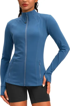 G Gradual Women's Zip Up Workout Jackets with Pockets Slim Fit Cottony Soft Jacket for Running Athletic Yoga
