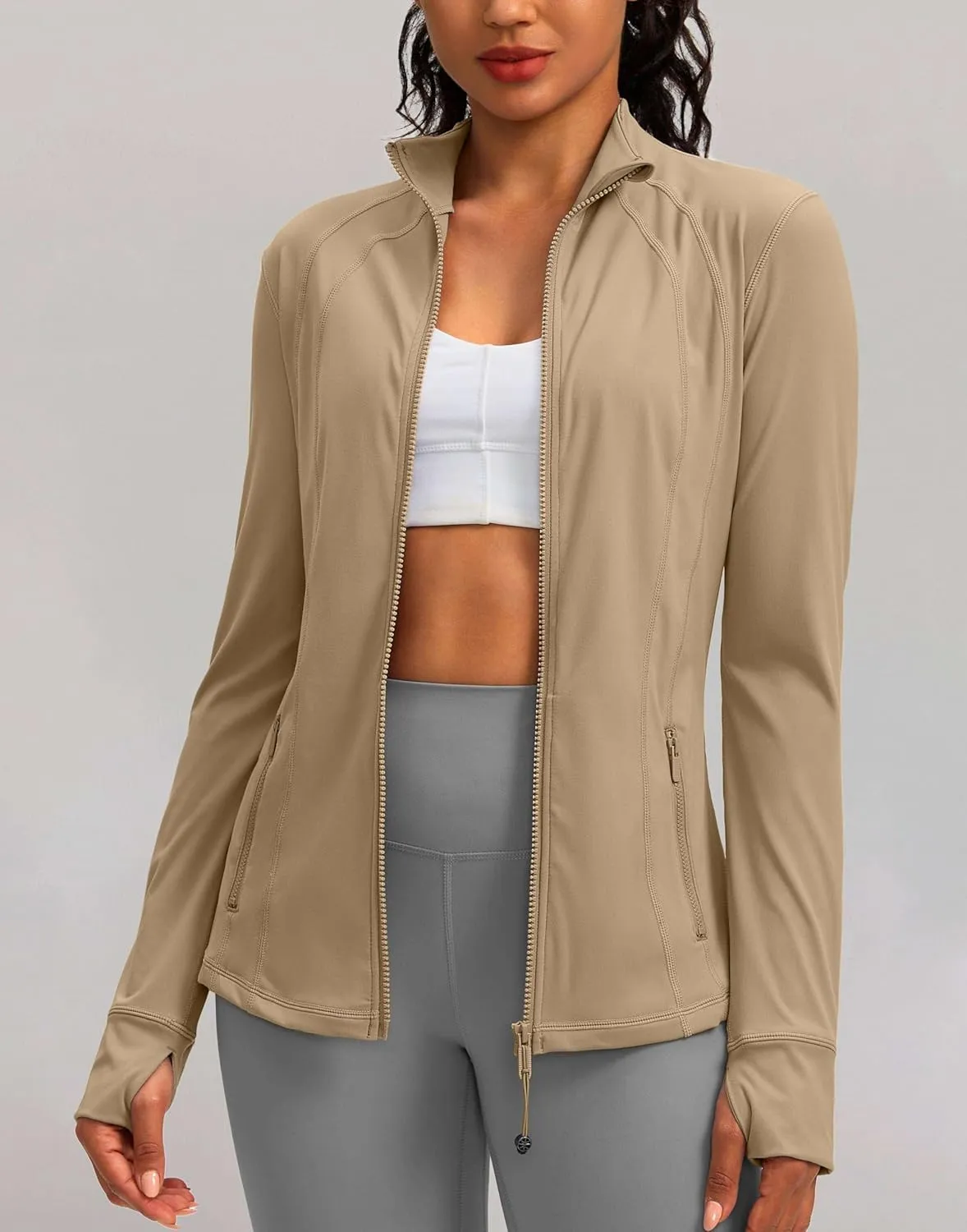 G Gradual Women's Zip Up Workout Jackets with Pockets Slim Fit Cottony Soft Jacket for Running Athletic Yoga