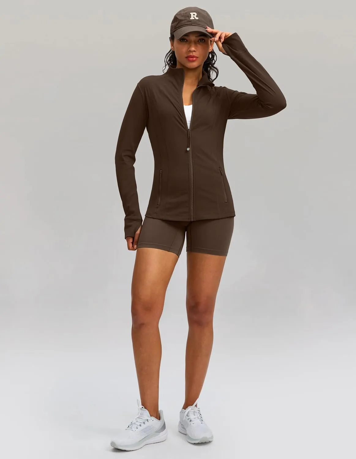 G Gradual Women's Zip Up Workout Jackets with Pockets Slim Fit Cottony Soft Jacket for Running Athletic Yoga