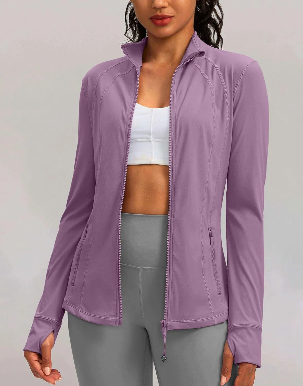 G Gradual Women's Zip Up Workout Jackets with Pockets Slim Fit Cottony Soft Jacket for Running Athletic Yoga
