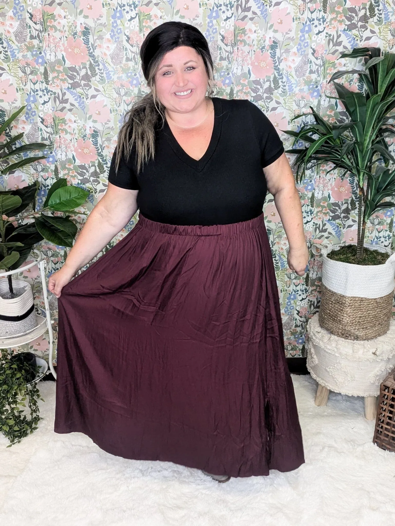 Gia Flirty Midi Skirt w/Pockets   Side Slit (7 colors)