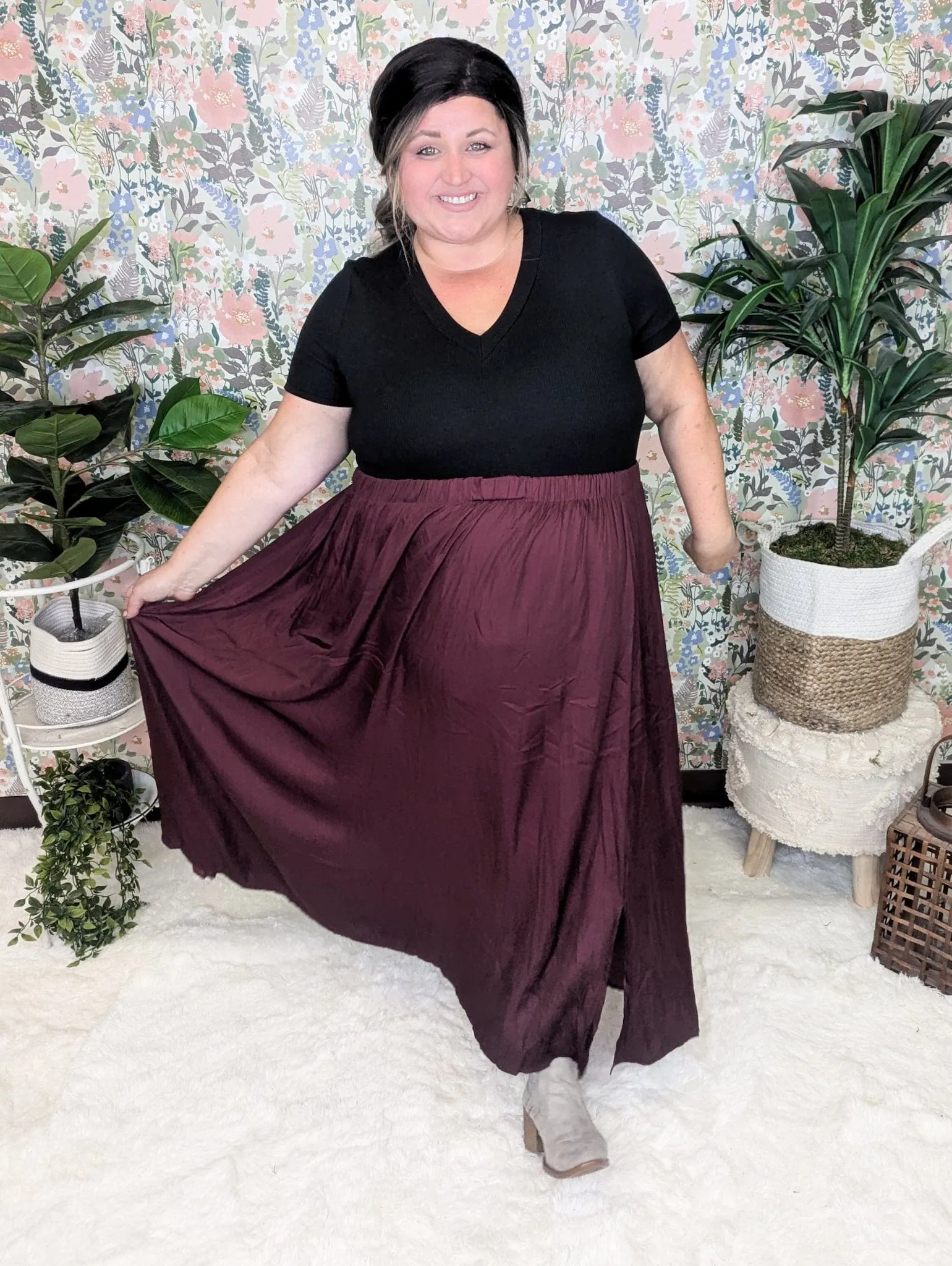 Gia Flirty Midi Skirt w/Pockets   Side Slit (7 colors)
