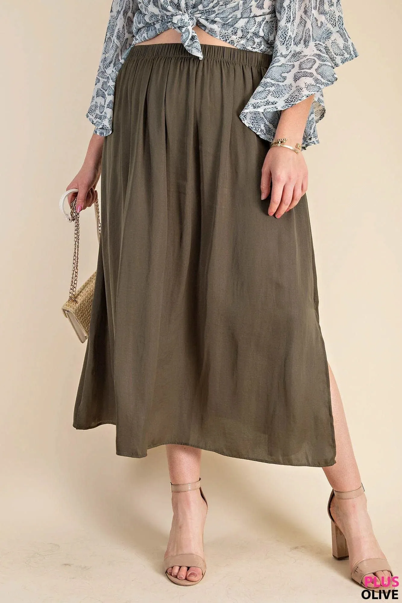 Gia Flirty Midi Skirt w/Pockets   Side Slit (7 colors)