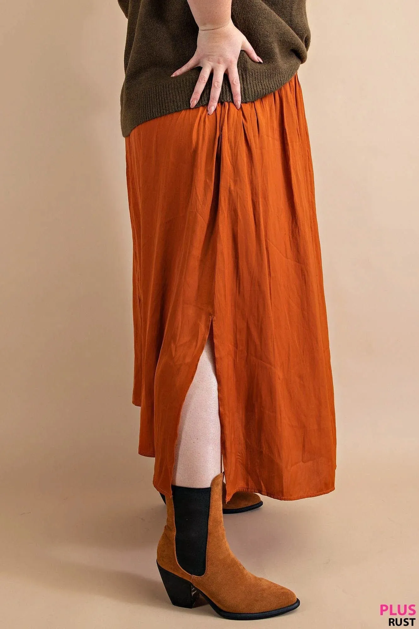 Gia Flirty Midi Skirt w/Pockets   Side Slit (7 colors)