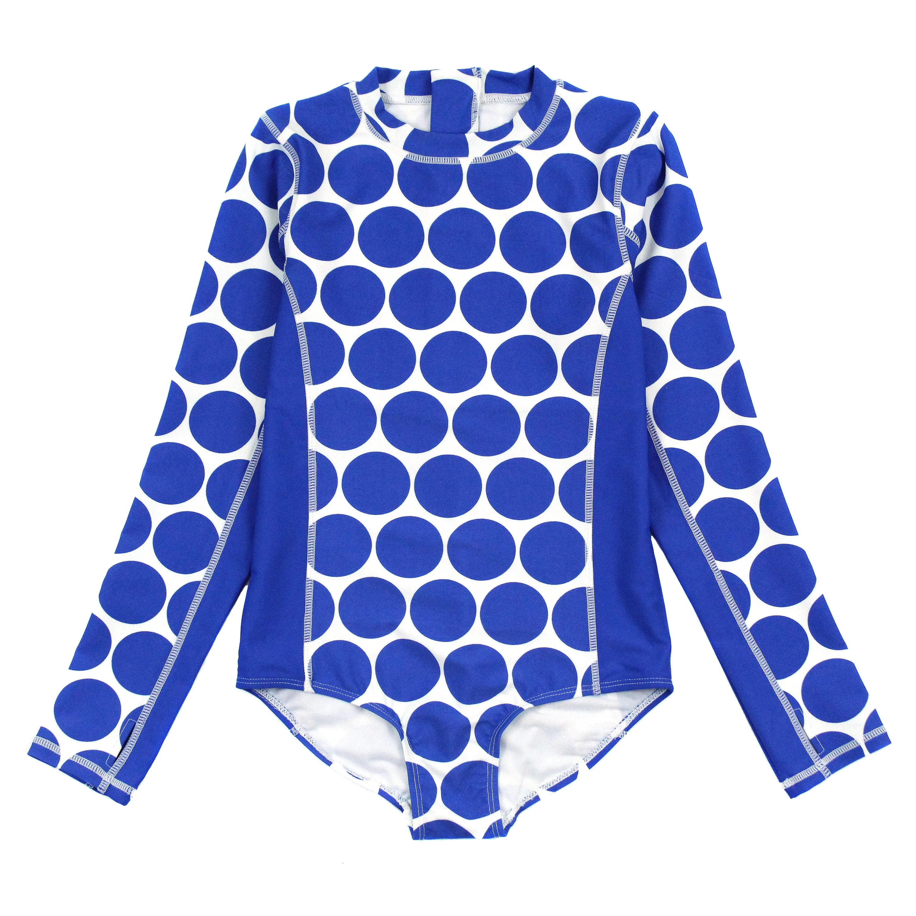 Girls Long Sleeve Surf Suit (One Piece Bodysuit) | "Oversized Dot"