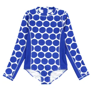 Girls Long Sleeve Surf Suit (One Piece Bodysuit) | "Oversized Dot"