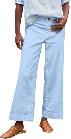 GOFULY Linen Pants for Women Casual Wide Straight Leg High Rise Casual Palazzo Pants 2025 Summer Solid Trousers with Pockets
