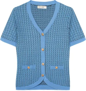 GRACE KARIN Womens Summer Cardigan Sweater 2025 Button Down Short Sleeve Cropped Lightweight V Neck Elegant Tweed Tops