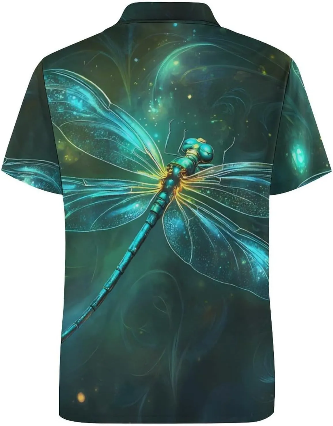 Green Dragonfly Slim Fit Men's Short Sleeve Polo Shirts Quick-Dry Breathable Golf T-Shirt Tops