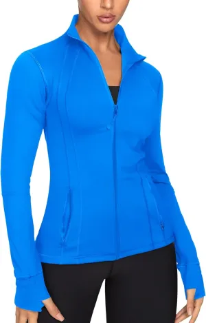 GYM RAINBOW Women's Lightweight Running Jackets Cottony-Soft 4-Way Stretch Zip up Slim Fit Workout Yoga Athletic Jacket