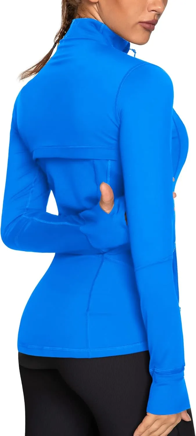 GYM RAINBOW Women's Lightweight Running Jackets Cottony-Soft 4-Way Stretch Zip up Slim Fit Workout Yoga Athletic Jacket