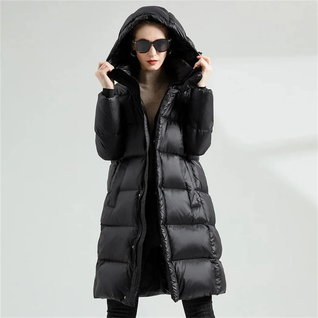 Haitpant Winter Down Coats Women Warm Thick Long Puffer Jacket Portable Outerwear Lady Hooded Down Parka