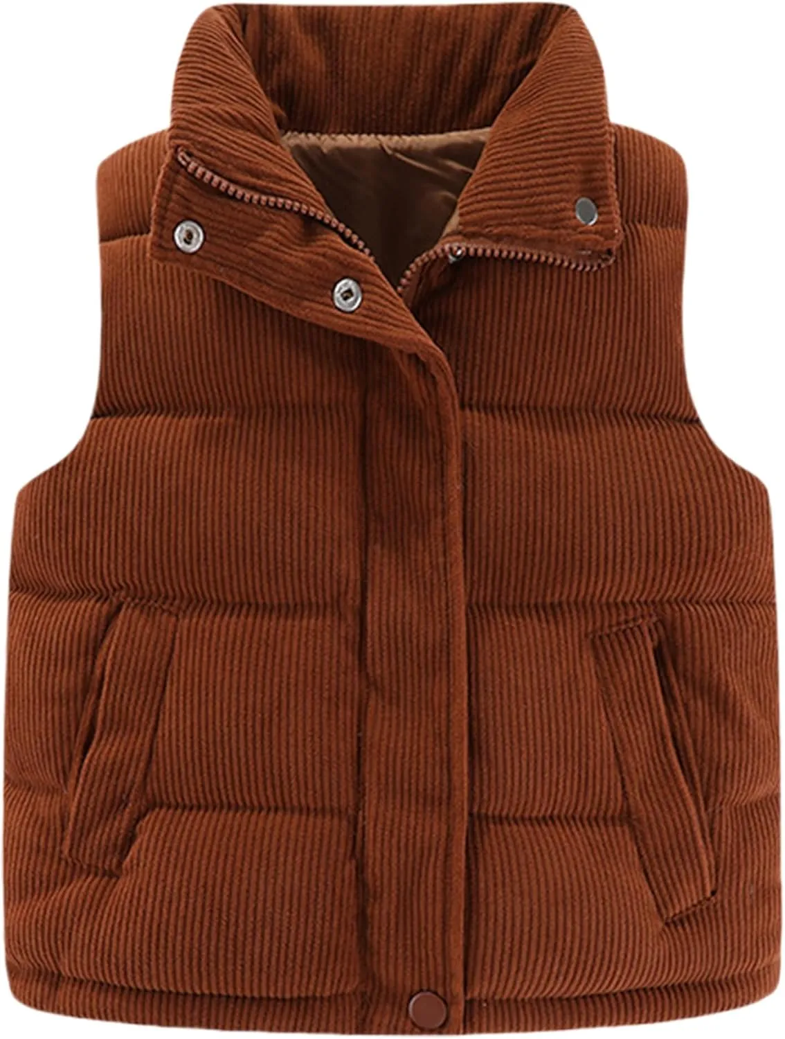 Happy Cherry Girls Corduroy Down Vest Kids Winter Warm Quilted Jacket Toddlers Sleeveless Coat Outerwear 1-8 Years