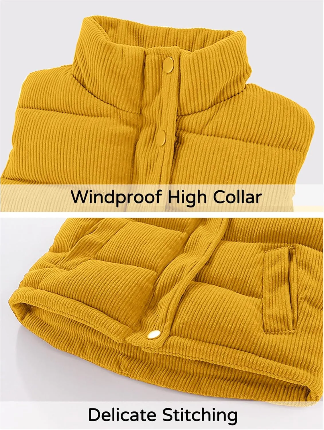 Happy Cherry Girls Corduroy Down Vest Kids Winter Warm Quilted Jacket Toddlers Sleeveless Coat Outerwear 1-8 Years