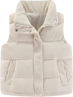 Happy Cherry Girls Corduroy Down Vest Kids Winter Warm Quilted Jacket Toddlers Sleeveless Coat Outerwear 1-8 Years