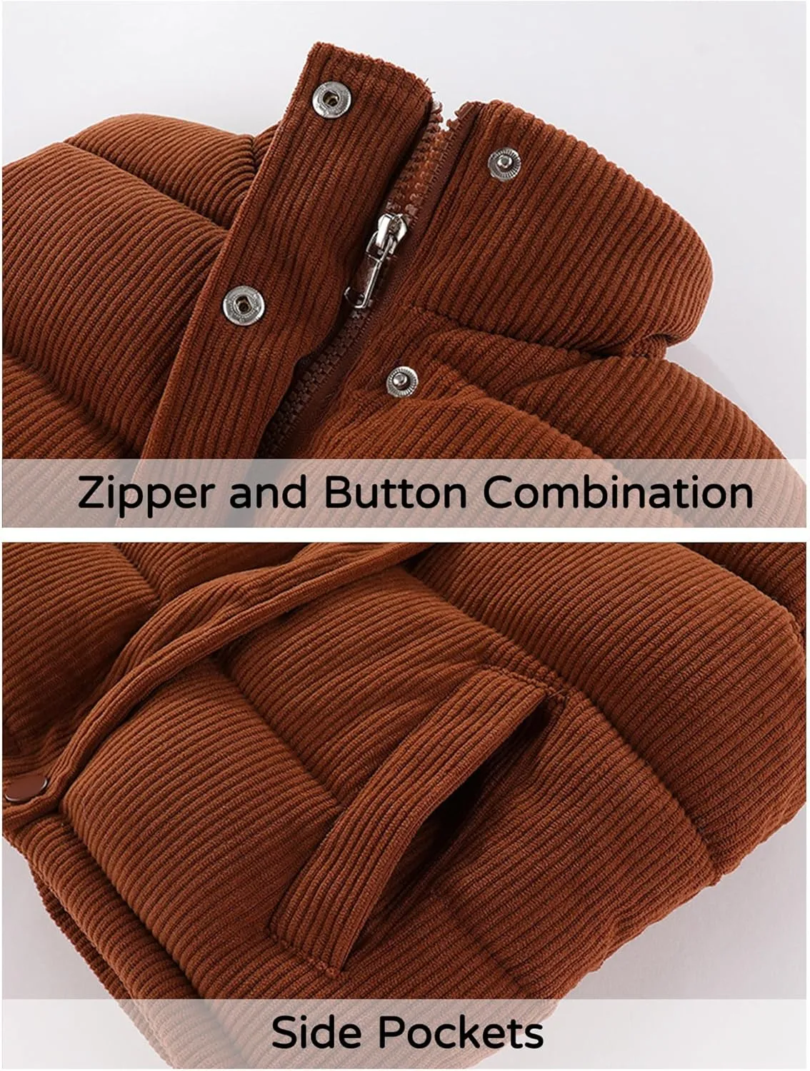 Happy Cherry Girls Corduroy Down Vest Kids Winter Warm Quilted Jacket Toddlers Sleeveless Coat Outerwear 1-8 Years