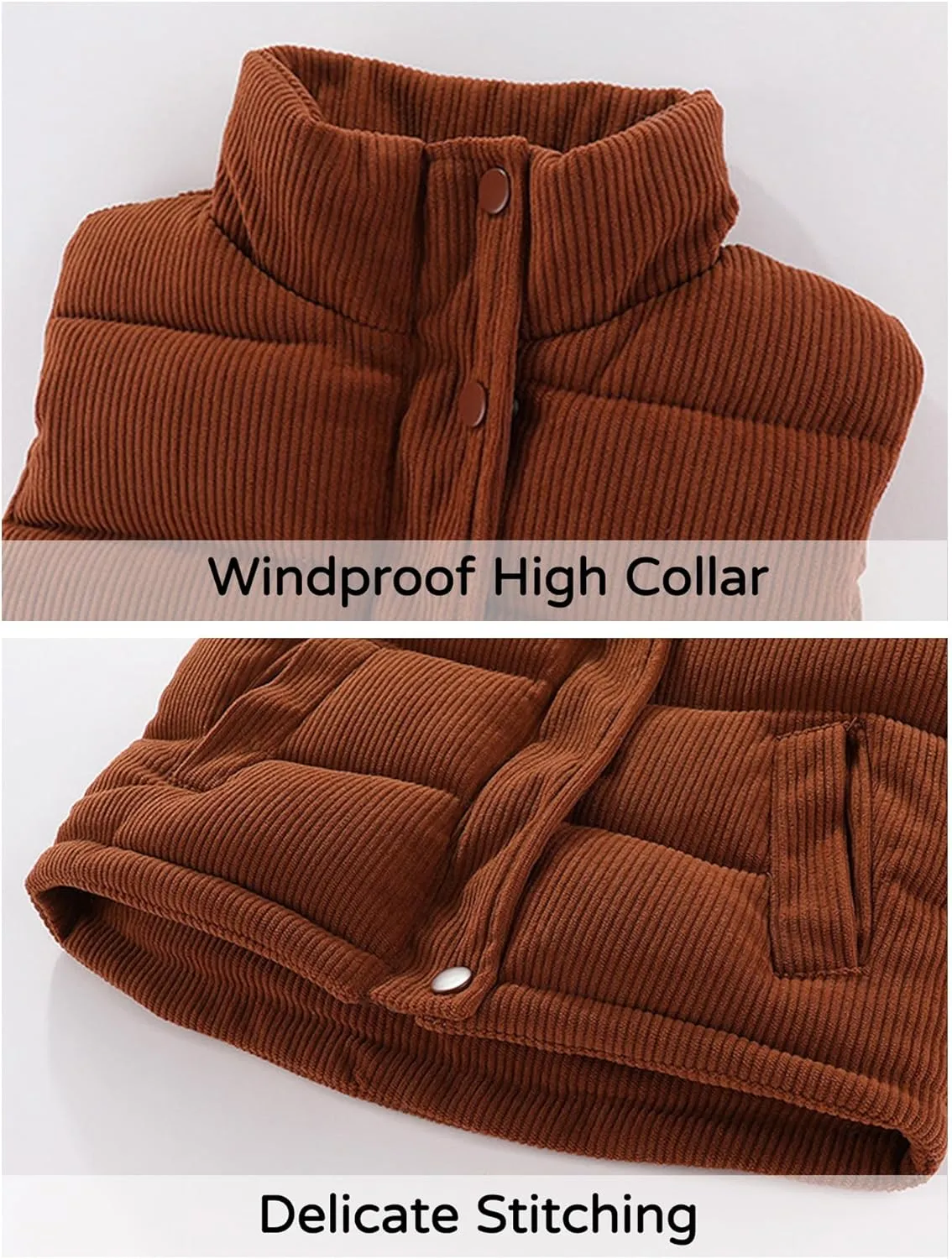 Happy Cherry Girls Corduroy Down Vest Kids Winter Warm Quilted Jacket Toddlers Sleeveless Coat Outerwear 1-8 Years
