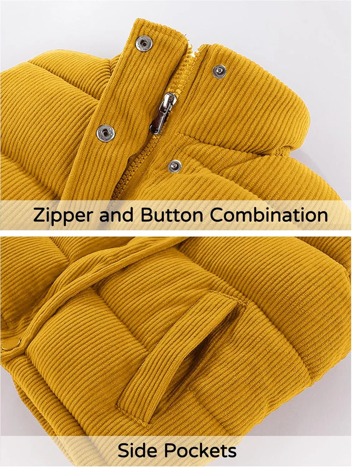 Happy Cherry Girls Corduroy Down Vest Kids Winter Warm Quilted Jacket Toddlers Sleeveless Coat Outerwear 1-8 Years