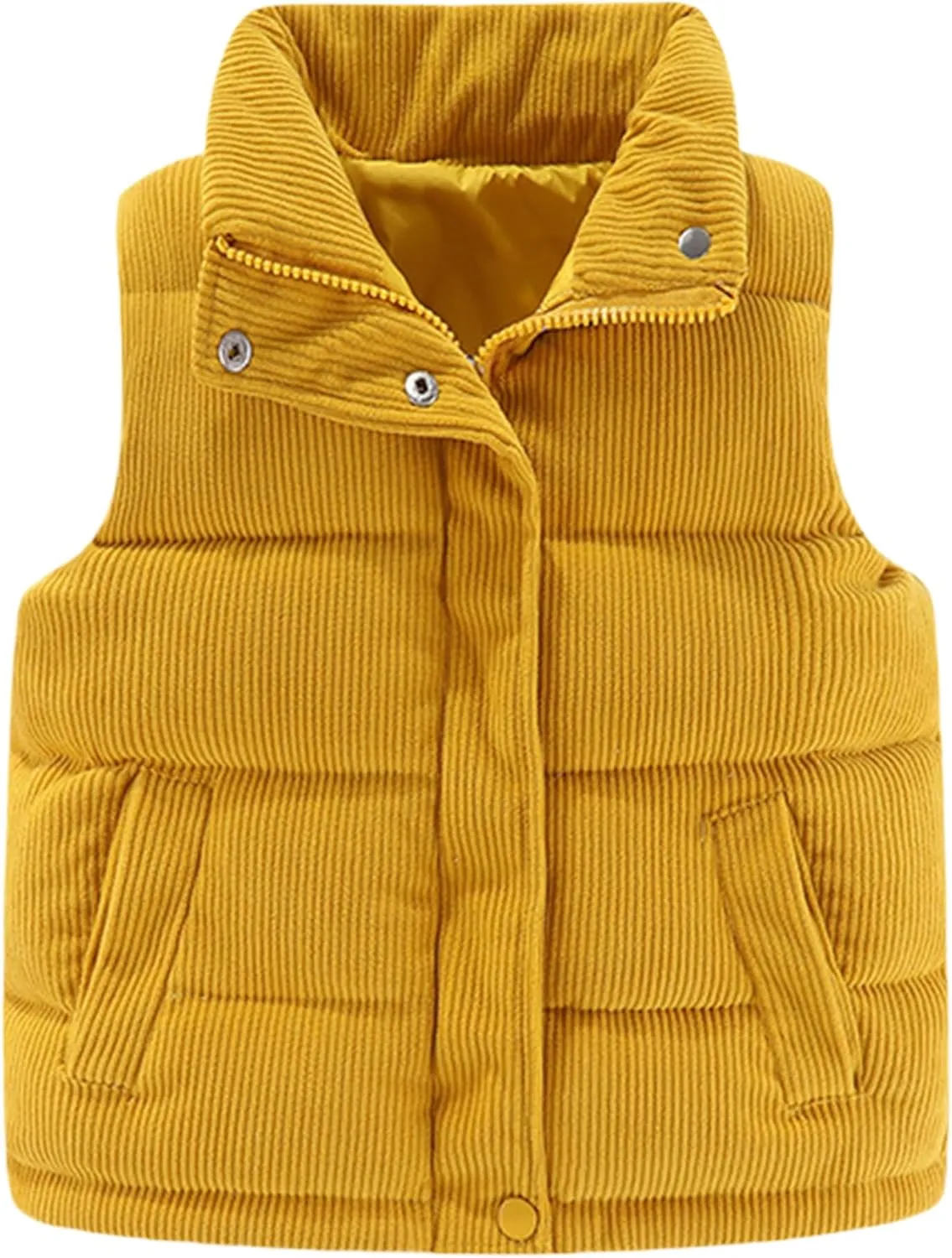 Happy Cherry Girls Corduroy Down Vest Kids Winter Warm Quilted Jacket Toddlers Sleeveless Coat Outerwear 1-8 Years