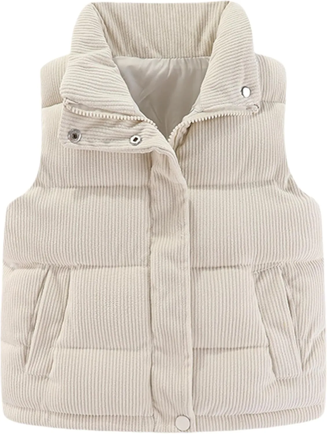 Happy Cherry Girls Corduroy Down Vest Kids Winter Warm Quilted Jacket Toddlers Sleeveless Coat Outerwear 1-8 Years