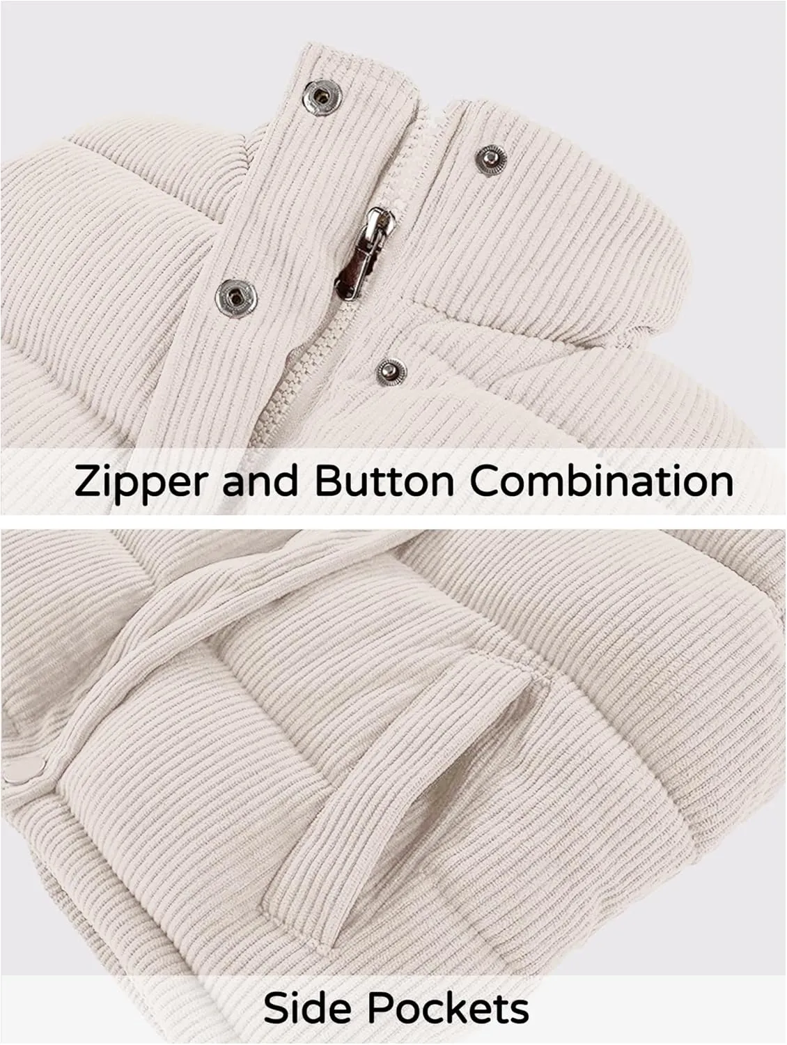 Happy Cherry Girls Corduroy Down Vest Kids Winter Warm Quilted Jacket Toddlers Sleeveless Coat Outerwear 1-8 Years