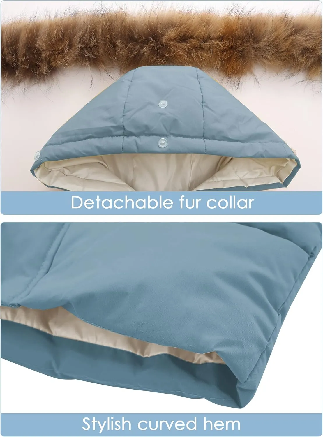 Happy Cherry Kids Boys Girls Fur Hooded Coat Zip Up Winter Warm Long Down Jacket Windproof Snowsuit Outerwear
