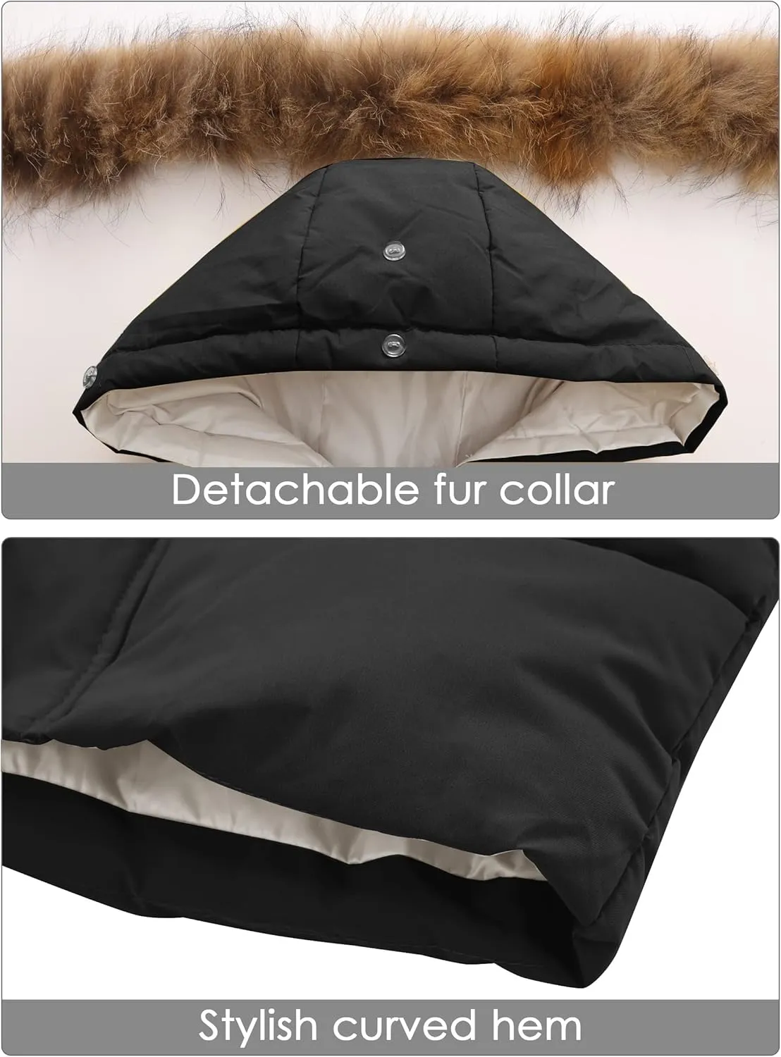 Happy Cherry Kids Boys Girls Fur Hooded Coat Zip Up Winter Warm Long Down Jacket Windproof Snowsuit Outerwear