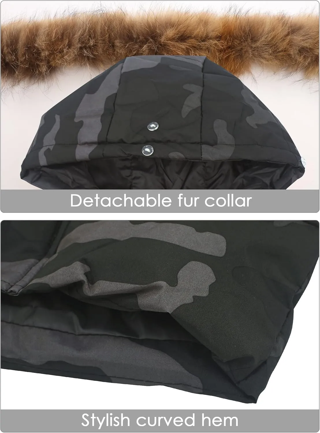 Happy Cherry Kids Boys Girls Fur Hooded Coat Zip Up Winter Warm Long Down Jacket Windproof Snowsuit Outerwear