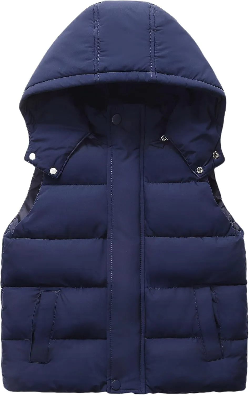 Happy Cherry Kids Padded Vest Winter Puffy Detachable Hooded Zipper Up Sleeveless Jacket 5-12T