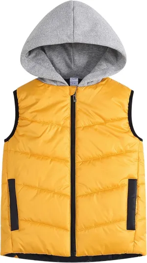 Happy Cherry Kids Puffer Hooded Vest Down Sleeveless Jacket Windproof Coat for Boys Girls 7-13 Years