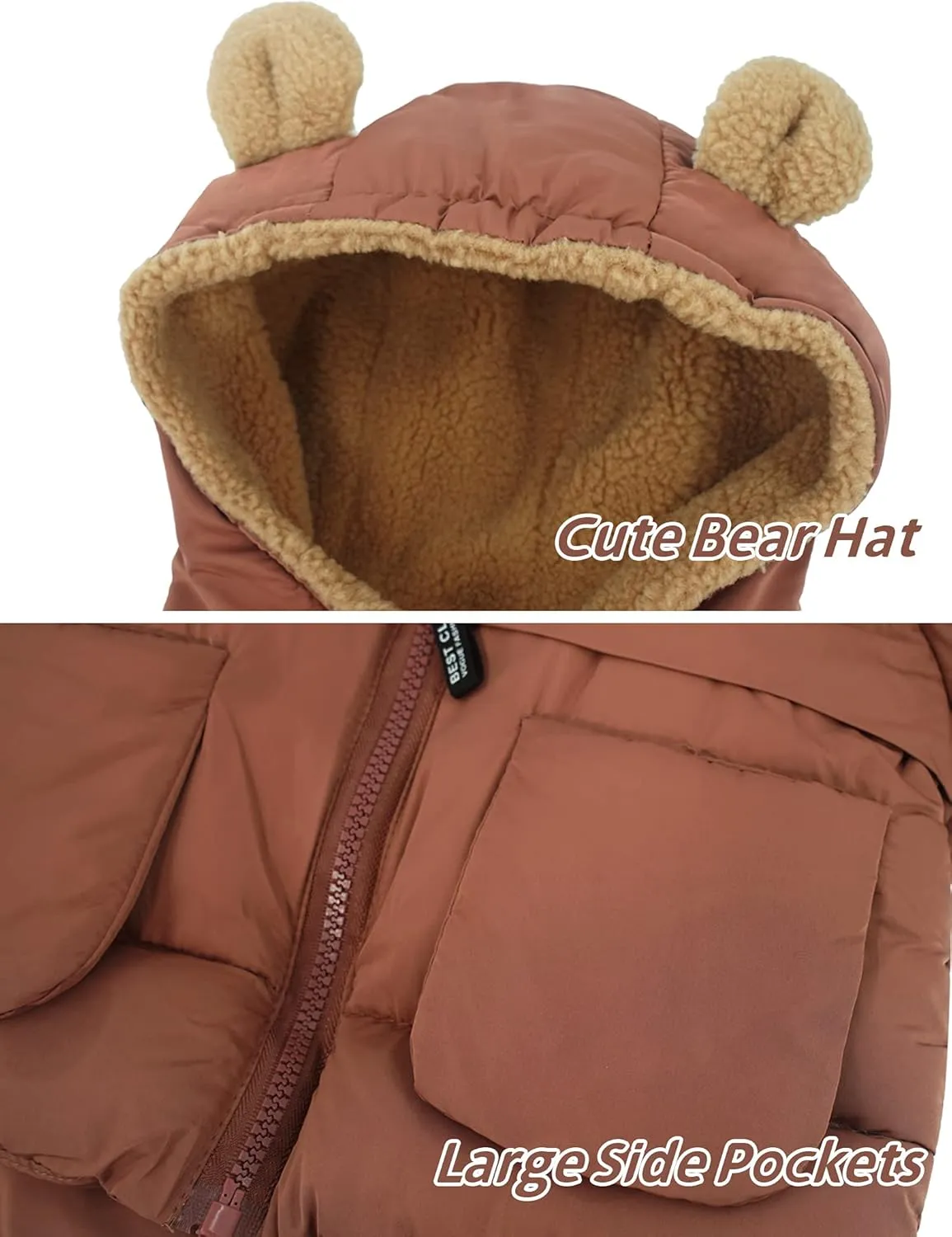 Happy Cherry Toddler Kids Winter Warm Jacket Down Puffer Coat Thick Hooded Outwear