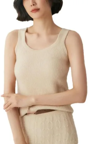 Hgvcfcv Women Basic Camisole Office Lady Sleeveless Sweater Knit Soft Comfy Tank Tops