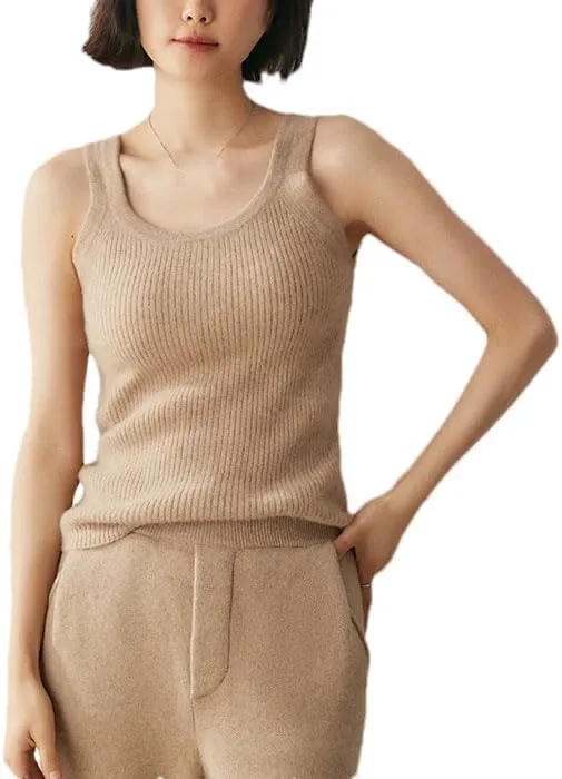 Hgvcfcv Women Basic Camisole Office Lady Sleeveless Sweater Knit Soft Comfy Tank Tops