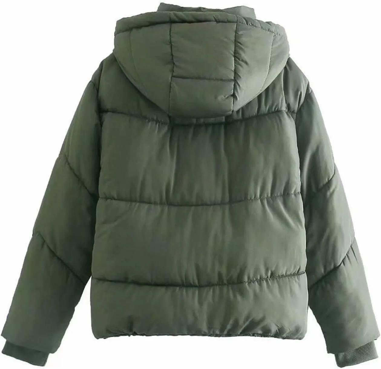 HOLLYWEED Women's Cropped Hooded Down Jacket Zip Winter Warm Short Jacket