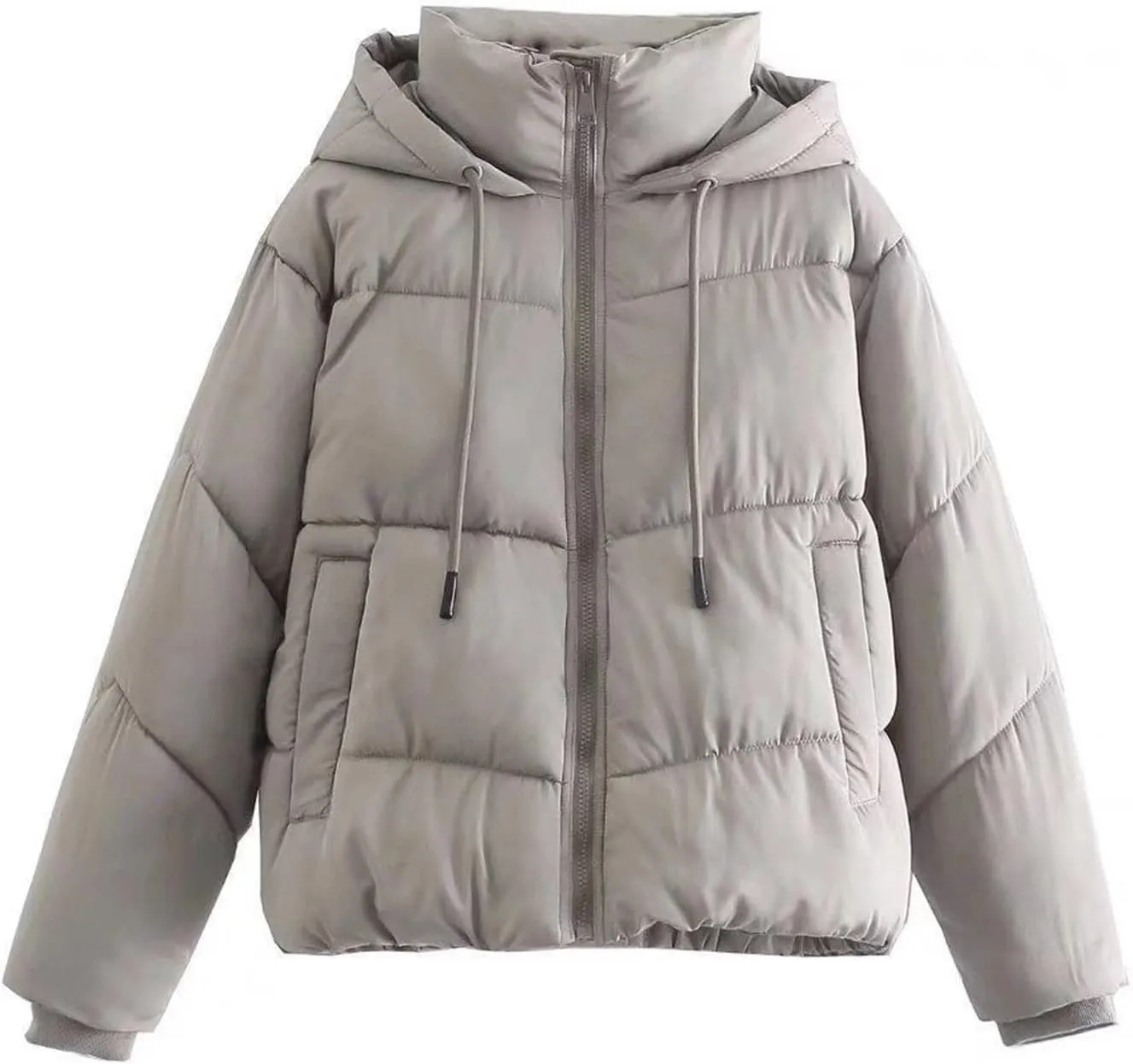 HOLLYWEED Women's Cropped Hooded Down Jacket Zip Winter Warm Short Jacket