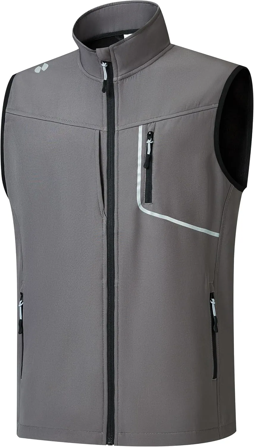 HOTSUIT Water Resistant Golf Vest for Men Lightweight Mens Winter Vests Outerwear with 7 Pockets Softshell Fleece Vest
