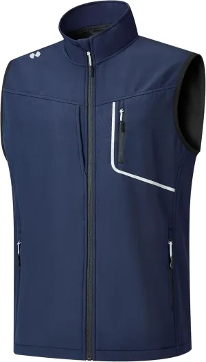 HOTSUIT Water Resistant Golf Vest for Men Lightweight Mens Winter Vests Outerwear with 7 Pockets Softshell Fleece Vest