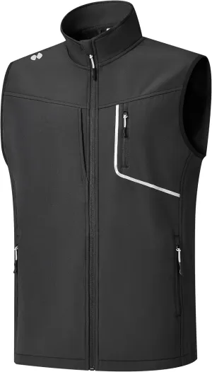 HOTSUIT Water Resistant Golf Vest for Men Lightweight Mens Winter Vests Outerwear with 7 Pockets Softshell Fleece Vest