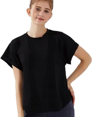 HSQMA Yoga Shirt for Women Workout Tops for Women Short Sleeve Yoga T Shirts for Women,Breathable Quick Dry Athletic Shirts (Color : Black/, Size : M/)