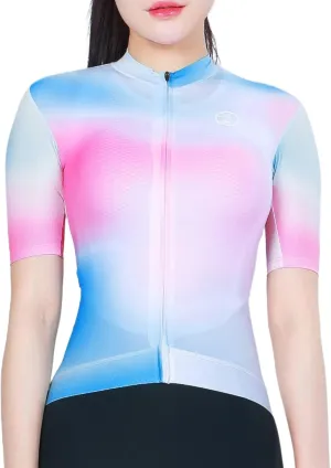 INBIKE Cycling Jersey Women Short Sleeve, Breathable Bike Shirt Full Zipper, Quick Dry Biking Tops with 3 Rear Pockets
