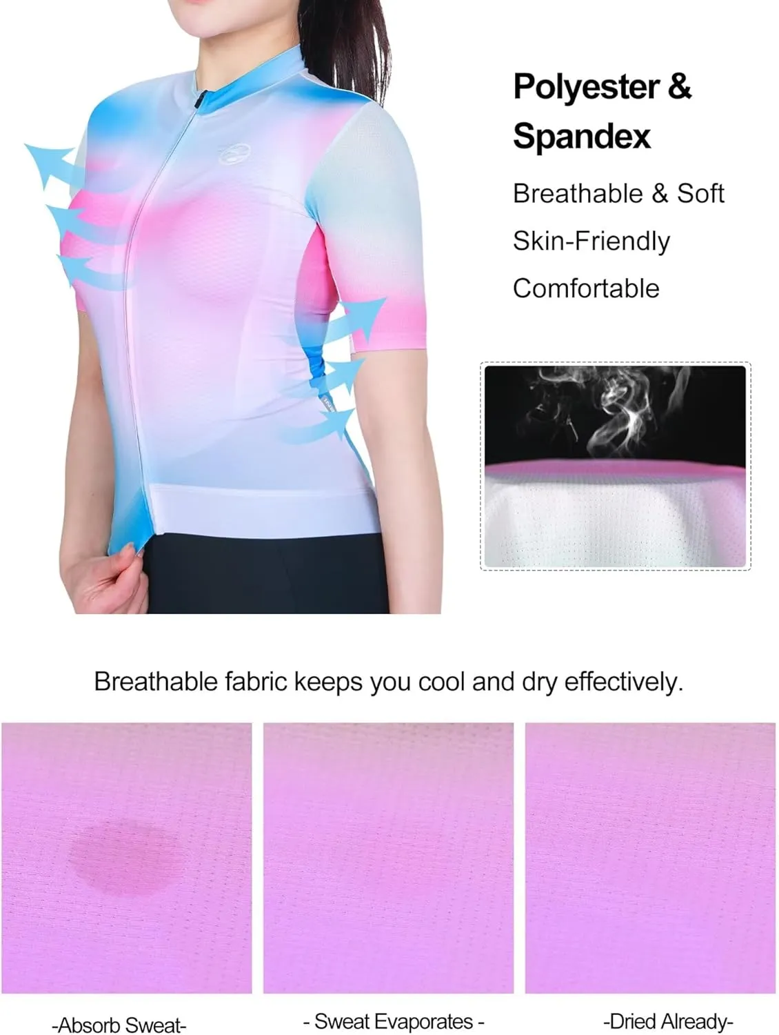 INBIKE Cycling Jersey Women Short Sleeve, Breathable Bike Shirt Full Zipper, Quick Dry Biking Tops with 3 Rear Pockets