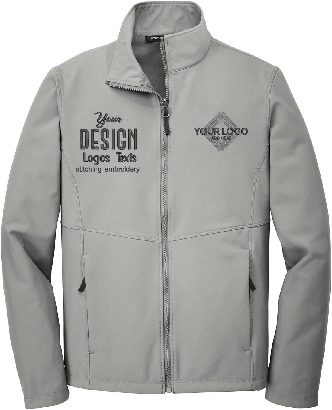 INK STITCH Men J901 Custom Embroidery Logo Texts Collective Soft Shell Zip Up Jackets