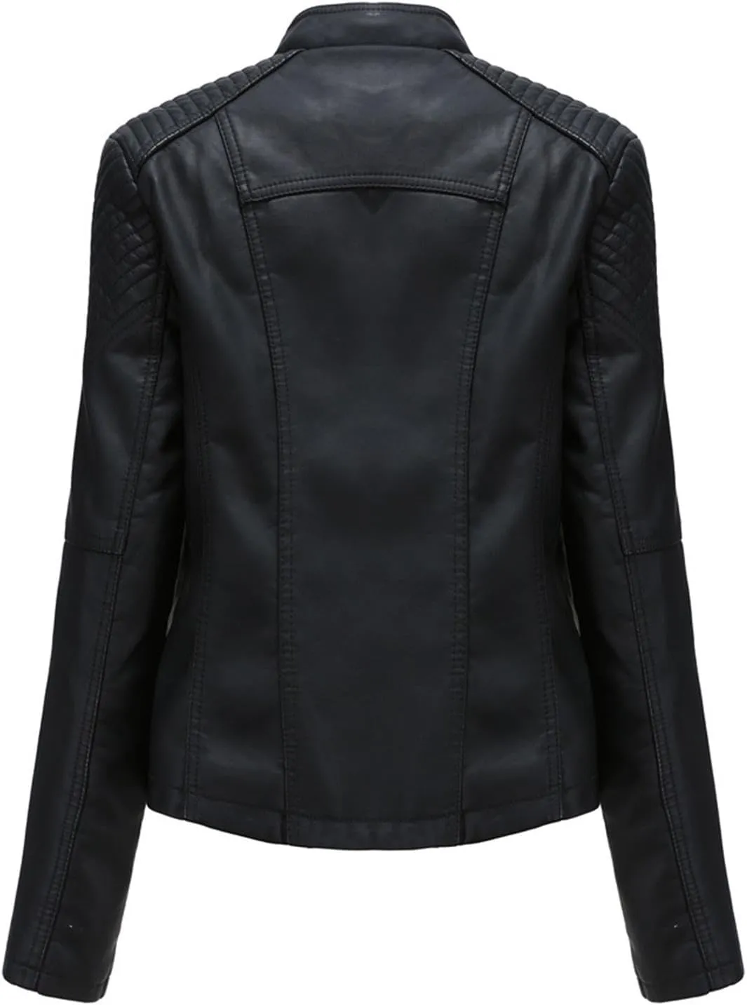 IVERIRMIN Women's Leather Jackets Faux Motorcycle Plus Size Moto Biker Cropped Slim Fit Coat Short Lightweight Jacket Coat
